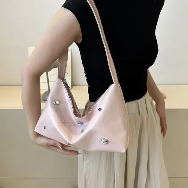 Large Sparkling Silver Shoulder Bag