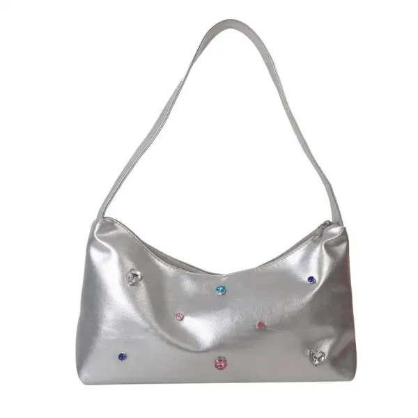 Large Sparkling Silver Shoulder Bag