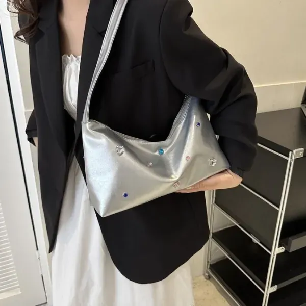 Large Sparkling Silver Shoulder Bag