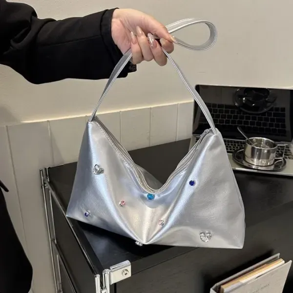 Large Sparkling Silver Shoulder Bag