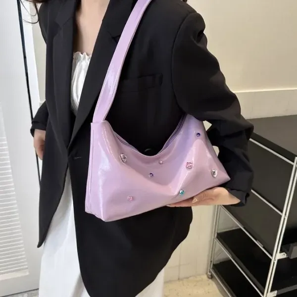 Large Sparkling Silver Shoulder Bag