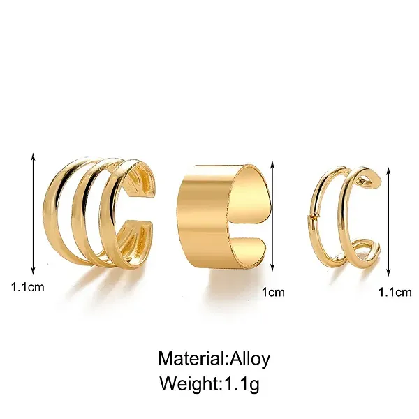 Thumbnail of 3-Piece Gold Ear Cuff Set | No Piercing Clip-On