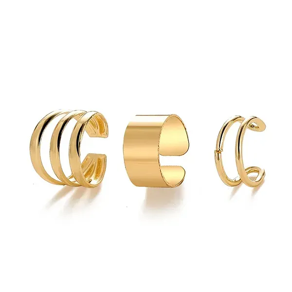3-Piece Gold Ear Cuff Set | No Piercing Clip-On