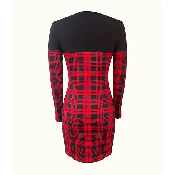 Stylish Red Plaid Bodycon Dress