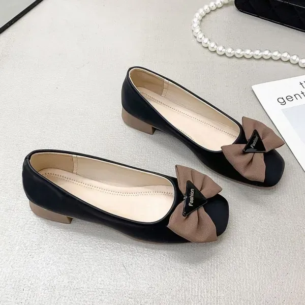 Women Stylish Bow Slip On Flat Shoes
