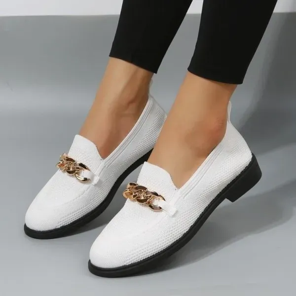 Women Braid Chain Slip On Flat Shoes