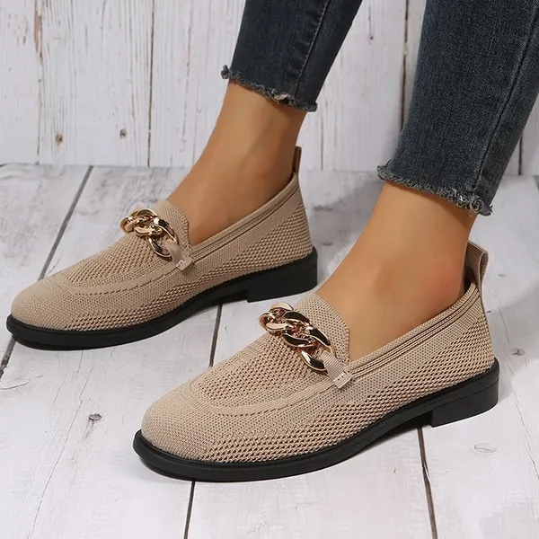 Women Braid Chain Slip On Flat Shoes