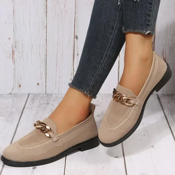 Women Braid Chain Slip On Flat Shoes