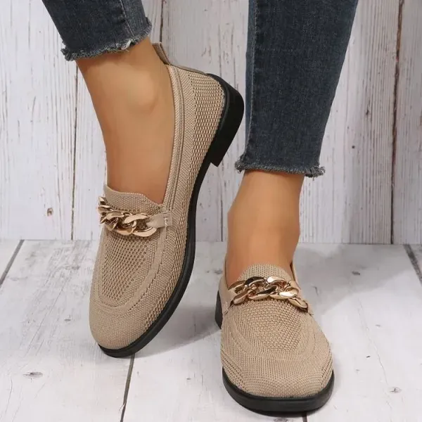 Women Braid Chain Slip On Flat Shoes