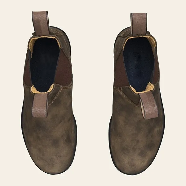 Slip-On High-Top Leather Ankle Boots