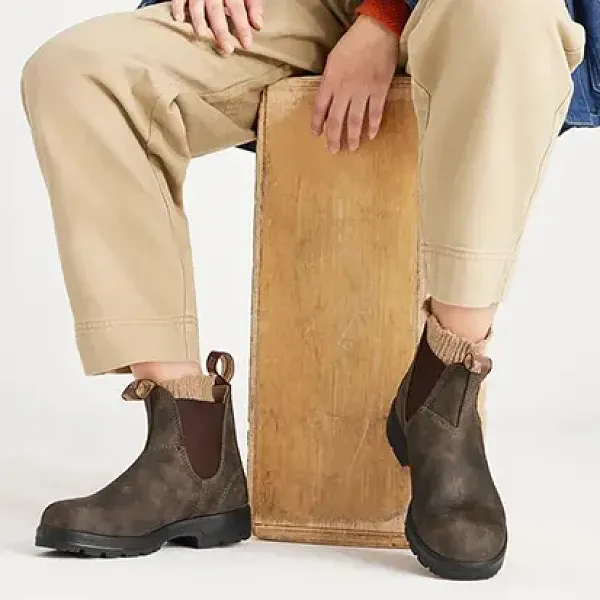 Slip-On High-Top Leather Ankle Boots