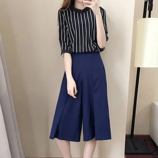 Thumbnail of 2 Pieces Women's Round Neck Half Sleeves Top Shirt Casual Pants