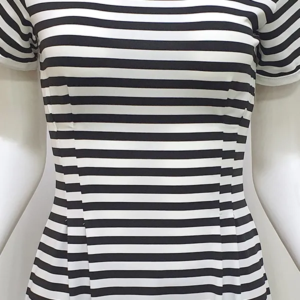 Striped Crew Neck Short Sleeve Mini Dress