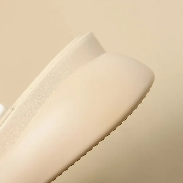 Beige Transparent PVC Strap Flat Slides