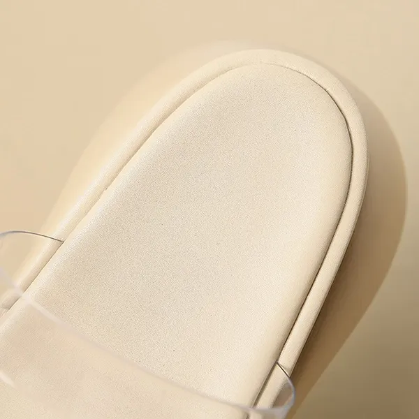 Beige Transparent PVC Strap Flat Slides