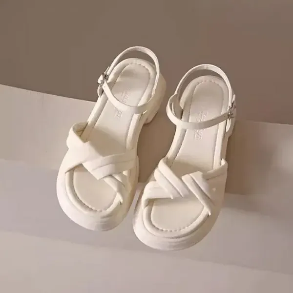 Soft Puffy Cross-Strap Sandals For Women's