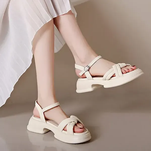 Soft Puffy Cross-Strap Sandals For Women's