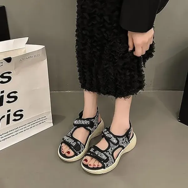Printed Velcro Strap Walking Sandals