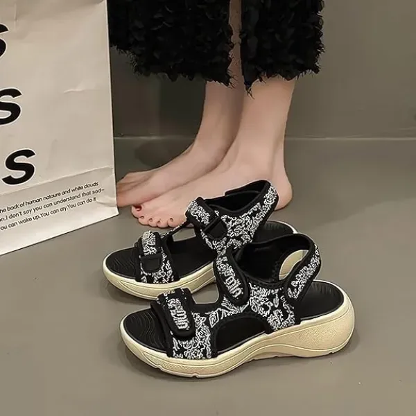 Printed Velcro Strap Walking Sandals