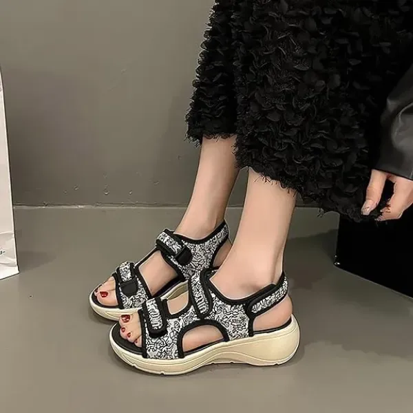 Printed Velcro Strap Walking Sandals