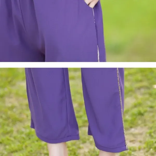 Elegant V-Neck Chain Detail Top and Pants Set