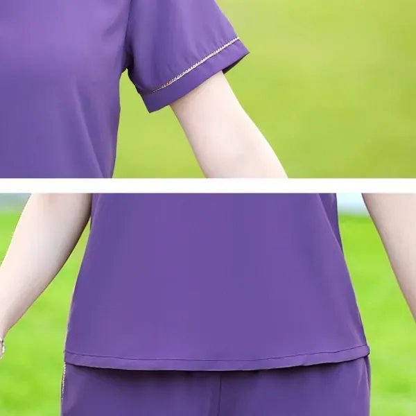 Thumbnail of Elegant V-Neck Chain Detail Top and Pants Set