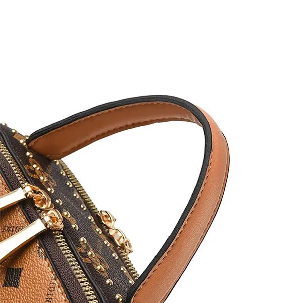 Square Patterned Bag With Cute Bear And Knit Hat