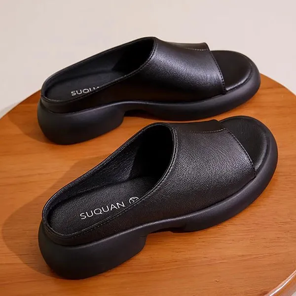 PU Leather Thick Bottom Mules