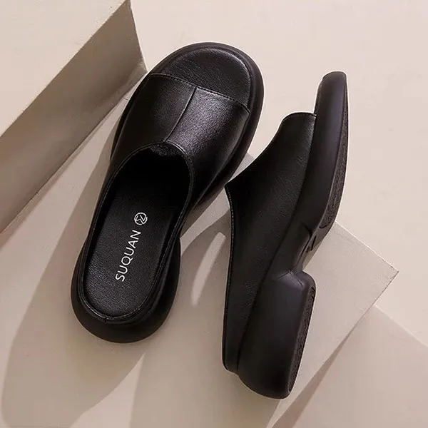 PU Leather Thick Bottom Mules