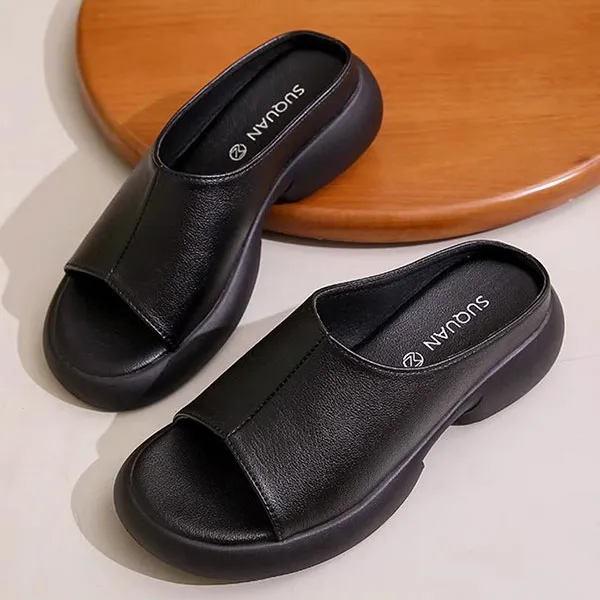 PU Leather Thick Bottom Mules