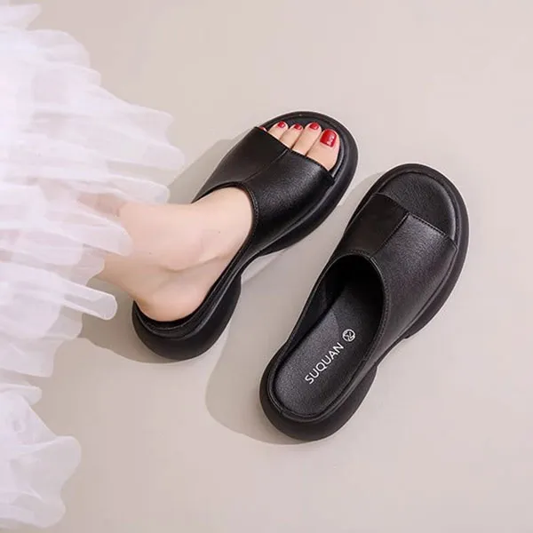 PU Leather Thick Bottom Mules