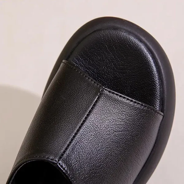 PU Leather Thick Bottom Mules