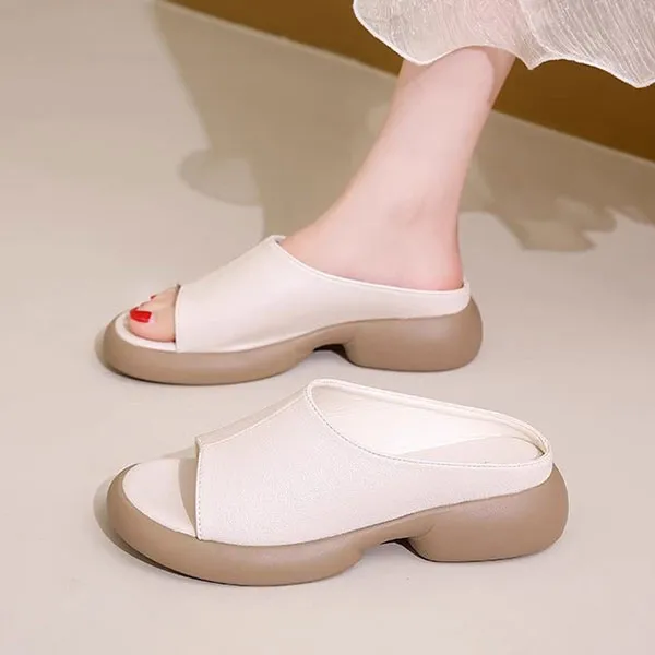 PU Leather Thick Bottom Mules