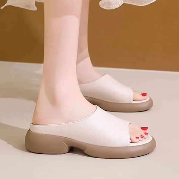 PU Leather Thick Bottom Mules