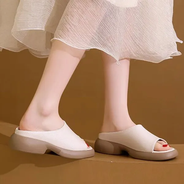 PU Leather Thick Bottom Mules