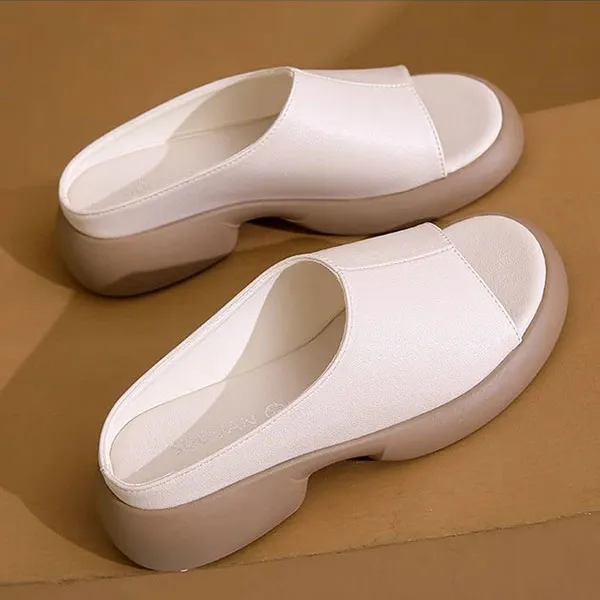 PU Leather Thick Bottom Mules