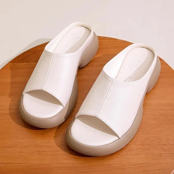 PU Leather Thick Bottom Mules