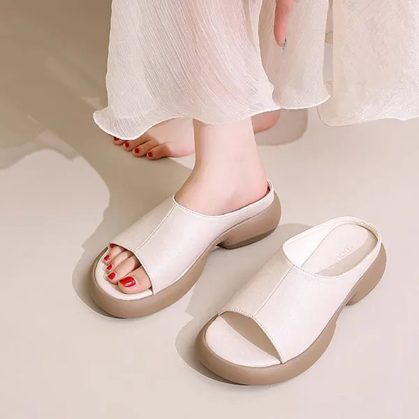 PU Leather Thick Bottom Mules