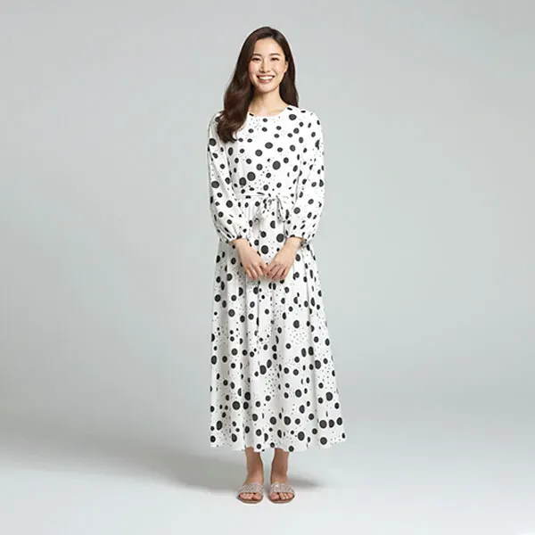 Puff Sleeve Round Neck Maxi Dress