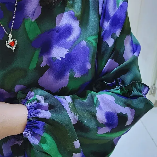 Puff Sleeve Round Neck Maxi Dress