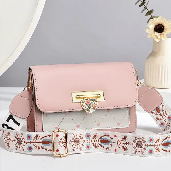 Ladies Bag With Heart Lock And Two Straps