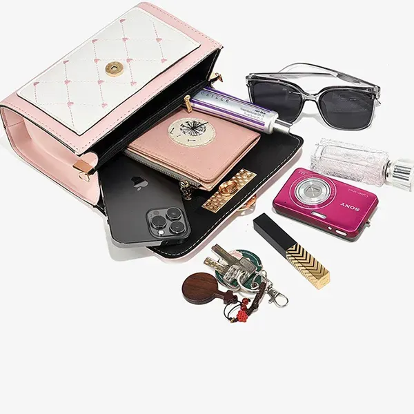 Ladies Bag With Heart Lock And Two Straps