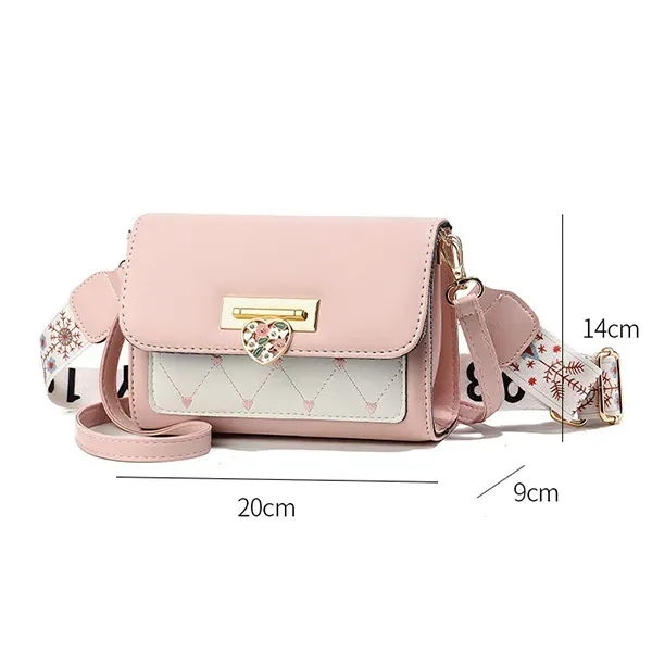 Ladies Bag With Heart Lock And Two Straps