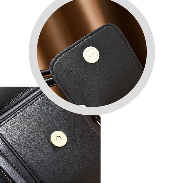 Trendy Black Barrel Handbag | Pom-Pom Charm and Pockets