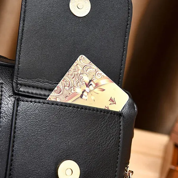 Trendy Black Barrel Handbag | Pom-Pom Charm and Pockets