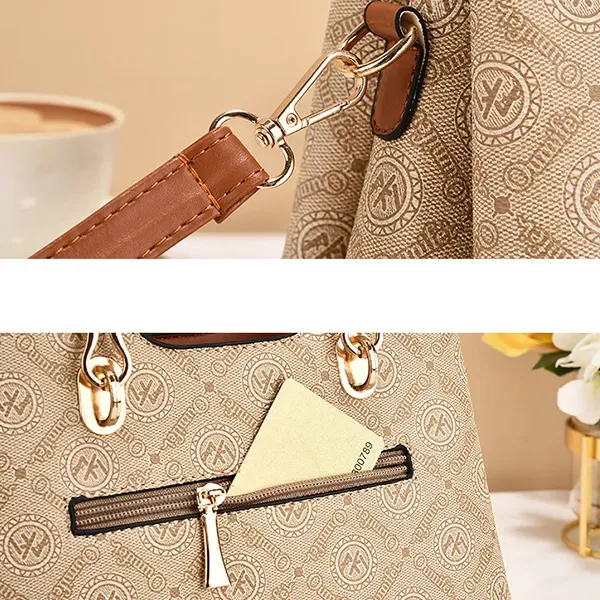 Elegant Monogram Shoulder Bag | Brown and Tan Handbag