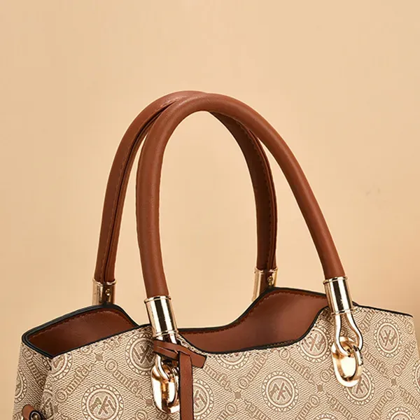 Thumbnail of Elegant Monogram Shoulder Bag | Brown and Tan Handbag