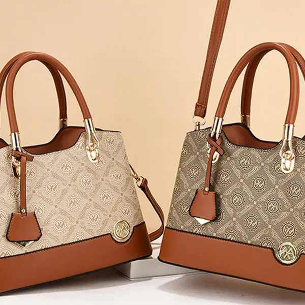 Elegant Monogram Shoulder Bag | Brown and Tan Handbag