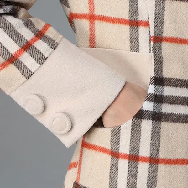 Women's Plaid Winter Long Coat