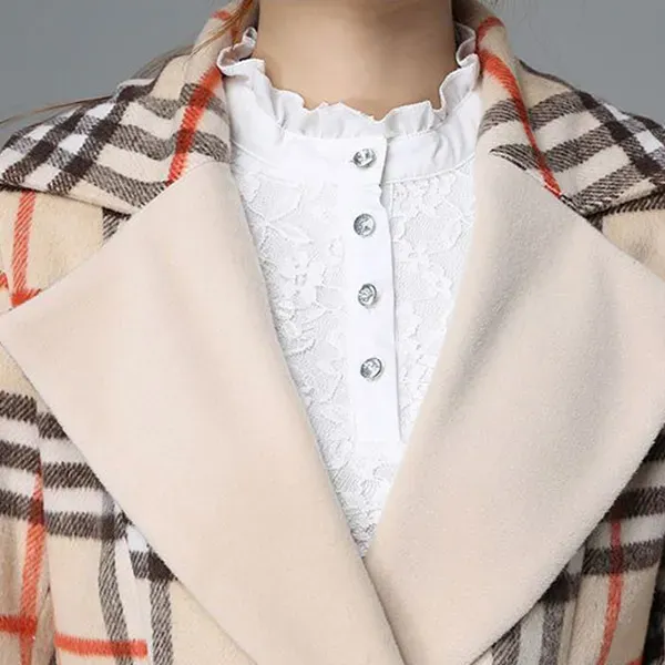 Women's Plaid Winter Long Coat